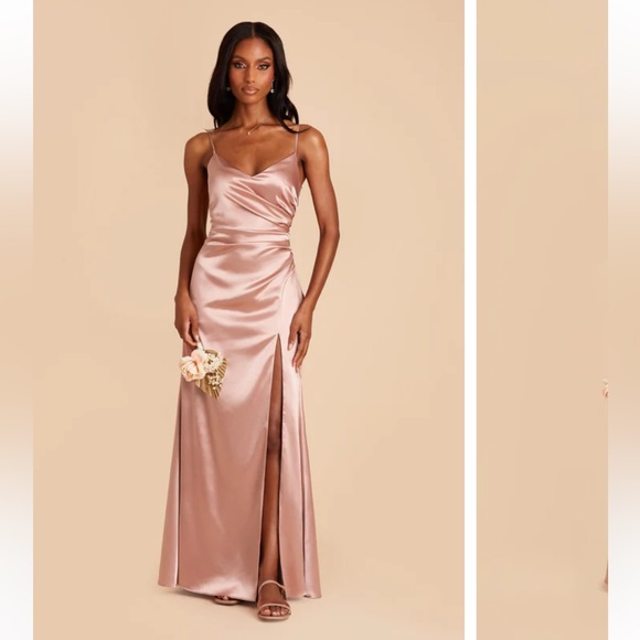 NWT Birdy Grey Catherine medium rose gold shiny satin bridesmaid dress prom  fall